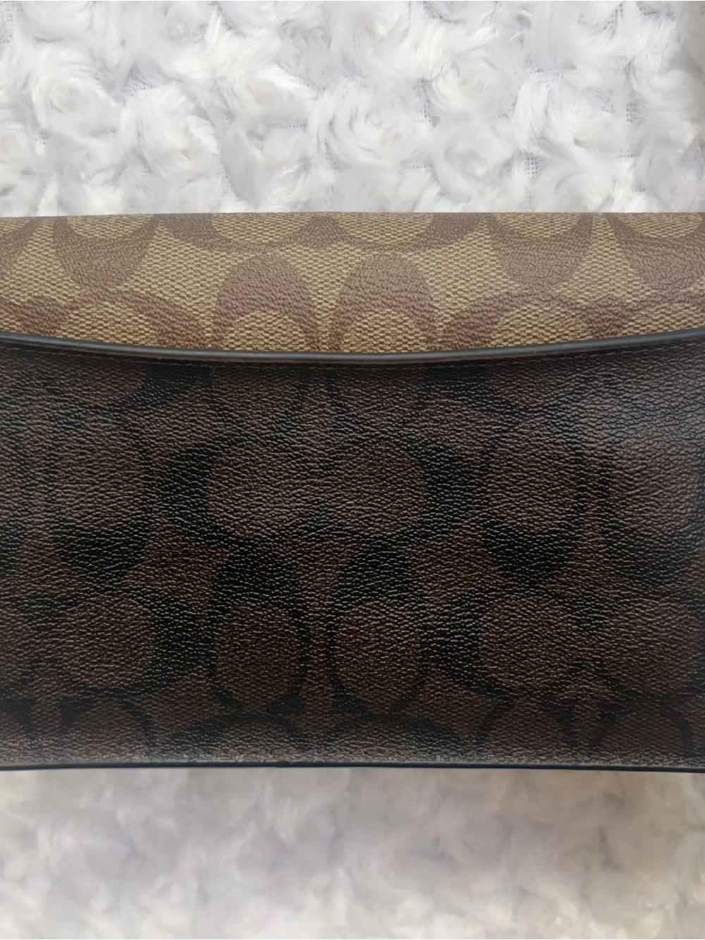 Coach Brown Signature Canvas Crossbody with Black Strap leather interior